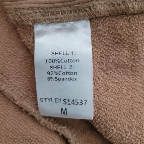 Mustard Seed Cold Shoulder Oversized Cropped Sweatshirt Womens Size M Tan - Picture 7 of 8